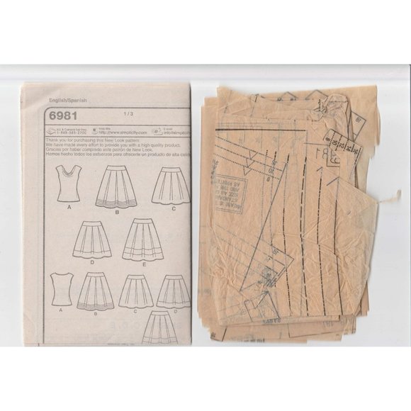 New Look 6981 Skirt Top Sewing Patterns Size 8 to 18 cut uncut - Picture 3 of 4
